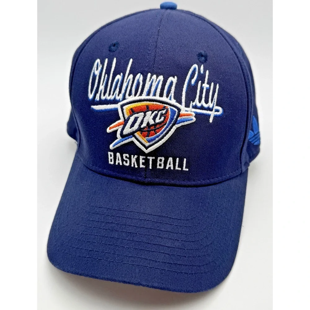 OKC Oklahoma City Thunder Hat Size S/M Fitted Blue Cap Basketball NBA adidas